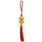 Divya Mantra Chinese Gold Feng Shui Ingots Good Luck Home Decoration Ornament, Car Rear View Mirror Hanging 2 Yuan Bao Prosperity Protection, Kitchen Decorations Products / Lucky Items - Golden, Red - Divya Mantra