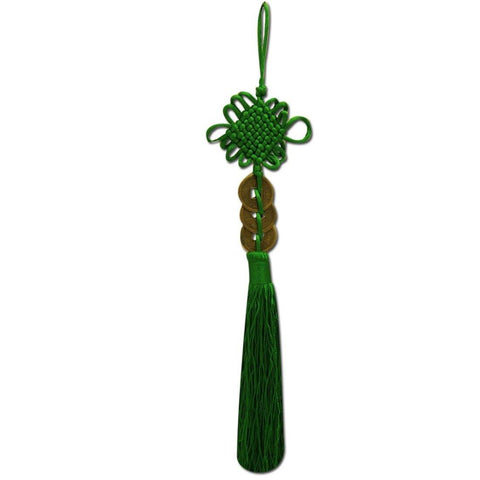 Divya Mantra Car Decoration Rear View Mirror Hanging Accessories Tassel Chinese Knot With Three Chinese Coins - Divya Mantra