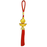 Divya Mantra Chinese Gold Feng Shui Ingot Good Luck Home Decoration Ornament, Car Rear View Mirror Hanging Yuan Bao Prosperity Protection, Kitchen Decorations Products / Lucky Items - Golden, Red - Divya Mantra