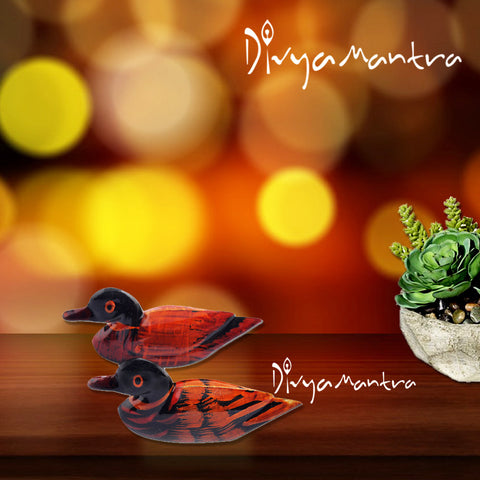 Divya Mantra Feng Shui Wooden Pair Of Mandarin Ducks For Love Luck Bedroom Decor - Divya Mantra