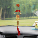 Divya Mantra Car Decoration Rear View Mirror Hanging Accessories Tibetan Feng Shui Bell in Yellow - Divya Mantra