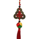 Divya Mantra Car Decoration Rear View Mirror Hanging Accessories Feng Shui Lucky Coins & Chinese Button Stopper Knot - Divya Mantra