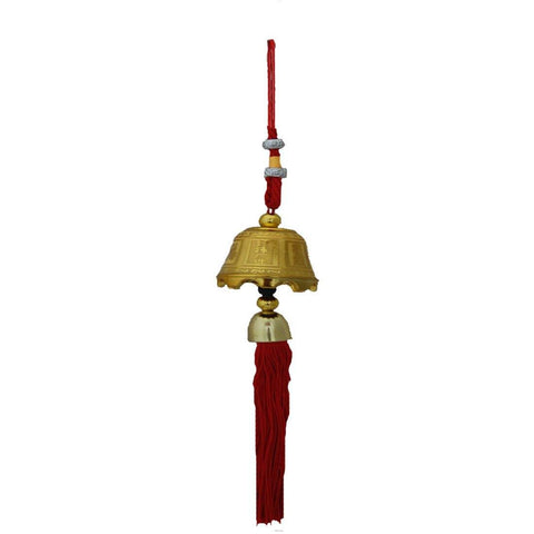 Divya Mantra Car Decoration Rear View Mirror Hanging Accessories Feng Shui Lucky Bell Golden - Divya Mantra