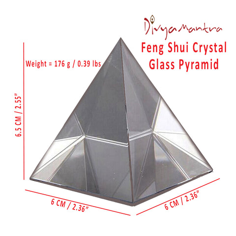 Divya Mantra Feng Shui Crystal Glass Pyramid For Spiritual Healing, Vastu Correction and Balancing - 6 cm - Divya Mantra