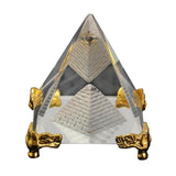 Divya Mantra Combo Of Three Lucky Chinese 2" Coins with Red Ribbon for Strong Atmosphere of Wealth Luck & Crystal Glass Pyramid with Golden Stand for Spiritual Healing, Vastu Correction - Multicolour - Divya Mantra