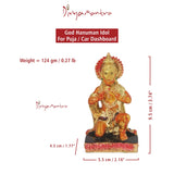 Divya Mantra Hindu God Hanuman Idol Sculpture Statue Murti For Puja / Car Dashboard - Divya Mantra