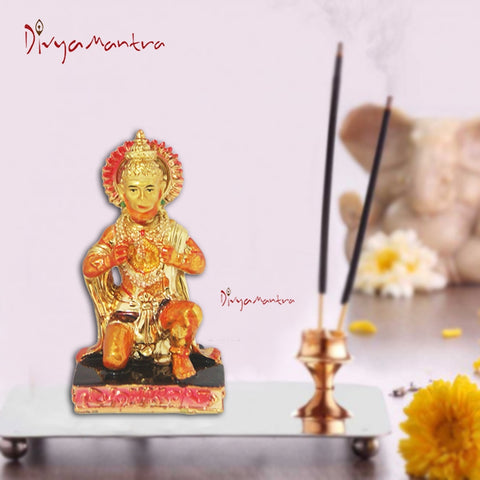 Divya Mantra Hindu God Hanuman Idol Sculpture Statue Murti For Puja / Car Dashboard - Divya Mantra