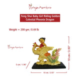 Divya Mantra Feng Shui Baby Girl Riding Golden Celestial Pheonix Dragon Good Luck Yang Energy Symbol for Prosperity Career Success - Divya Mantra