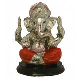 Divya Mantra Hindu God Ganeshji Murti Sculpture Statue Puja / Car Dashboard Idol For Good Luck Financial Prosperity Orange - Divya Mantra