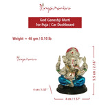 Divya Mantra Hindu God Ganeshji Murti Sculpture Statue Puja / Car Dashboard Idol For Good Luck Financial Prosperity Blue - Divya Mantra