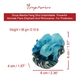 Divya Mantra Feng Shui Indomitable Powerful Animals Pair Elephant and Rhinoceros For Protection Against Violent 7 Star - Divya Mantra
