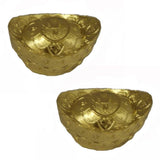 Divya Mantra Chinese Gold Feng Shui Ingot Good Luck Home Decoration Ornament, Office Decor Yuan Bao Prosperity Protection, Kitchen Decorations Products / Lucky Items to Attract Wealth Set of 2- Golden - Divya Mantra