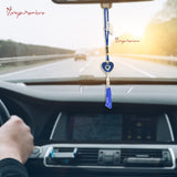 Divya Mantra Decorative Evil Eye Blue Dot Pendant Amulet for Car Rear View Mirror Decor Ornament Accessories/Good Luck Charm Protection Interior Wall Hanging Showpiece - Divya Mantra