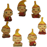 Divya Mantra Feng Shui Lovely Baby Buddha Monk Musical Lama Gift Set of 7 Little Showpiece Car Interior Decoration Dashboard Accessories Arts And Crafts - Divya Mantra