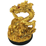 Divya Mantra Feng Shui Golden Dragon Gasping Ball Good Luck Gift Symbol for Prosperity Career Success - Divya Mantra