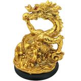Divya Mantra Feng Shui Golden Dragon Gasping Ball Good Luck Gift Symbol for Prosperity Career Success - Divya Mantra