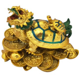 Divya Mantra Feng Shui Dragon Headed Tortoise With Baby Standing on Wealth Bed For Good Luck Abundance Prosperity - Divya Mantra