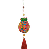 Divya Mantra Decorative Potali / Wealth Bag Feng Shui Talisman Gift Pendant Amulet for Car Rear View Mirror Decor Ornament Accessories/Good Luck Charm Protection Interior Wall Hanging Showpiece - Divya Mantra
