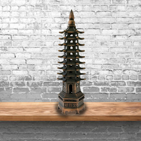 Divya Mantra Feng Shui 9 Tier Wen Chang Pagoda Metallic Education Tower For Protection and Knowledge - Divya Mantra