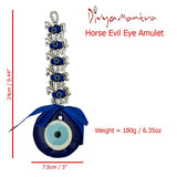 Decorative Five 5 Horses Evil Eye Pendant Amulet for Car Rear View Mirror Decor Ornament Accessories/Good Luck Charm Protection Interior Wall Hanging Showpiece - Divya Mantra