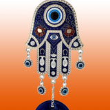 Divya Mantra Decorative Turkish Hamsa Hand Evil Eye Pendant Amulet for Car Rear View Mirror Decor Ornament Accessories/Good Luck Charm Protection Interior Wall Hanging Showpiece - Divya Mantra