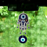 Divya Mantra Decorative Turkish Hamsa Hand Evil Eye Pendant Amulet for Car Rear View Mirror Decor Ornament Accessories/Good Luck Charm Protection Interior Wall Hanging Showpiece - Divya Mantra