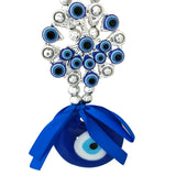 Divya Mantra Decorative Flower Evil Eye Pendant Amulet for Car Rear View Mirror Decor Ornament Accessories/Good Luck Charm Protection Interior Wall Hanging Showpiece - Divya Mantra