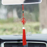 Divya Mantra Car Rear View Mirror Hanging Interior Decor Accessories Hindu God Red Patta Ganesha Good Luck Charm Interior Wall / Door Hanging Showpiece & Gift Set of 2 Keychains for Bike / Car / Home - Divya Mantra