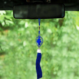 Divya Mantra Car Rear View Mirror Hanging Interior Decor Accessories Hindu God Blue Ganesha on Leaf and Tibetan Buddhist Om Mani Padme Hum Positive Vibes Prayer Flags for Car/Bike - Divya Mantra