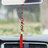 Divya Mantra Car Rear View Mirror Hanging Interior Decor Accessories Hindu God Red Ganesha and Tibetan Buddhist Om Mani Padme Hum Positive Vibes Prayer Flags for Car/Bike - Divya Mantra