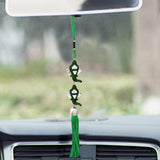 Divya Mantra Car Rear View Mirror Hanging Interior Decor Accessories Hindu God Green Ganesha and Tibetan Buddhist Om Mani Padme Hum Positive Vibes Prayer Flags for Car/Bike - Divya Mantra