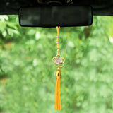 Divya Mantra Decorative Diamond Feng Shui Yellow Gift Pendant Amulet for Car Rear View Mirror Decor Accessories/Good Luck Charm Interior Wall Hanging and Tibetan Buddhist Positive Vibes Prayer Flags - Divya Mantra