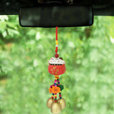 Divya Mantra Decorative Maneki Neko Lucky Cat Charm with Fishes and Bells Feng Shui Gift Pendant Amulet for Car Rear View Mirror Decor Ornament Accessories/Good Luck Interior Wall Hanging Showpiece - Divya Mantra