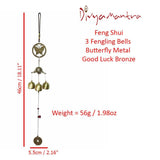 Divya Mantra Feng Shui 3 Fengling Bells Butterfly Metal Good Luck Bronze Windchime Gift For Home - Divya Mantra