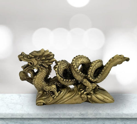 Divya Mantra Feng Shui Antique Finish Dragon Gasping Ball Good Luck Symbol for Prosperity Career Success - Divya Mantra