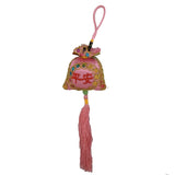 Decorative Cute Potali/Money Bag Feng Shui Talisman Gift Pendant Amulet for Car Rear View Mirror Decor Ornament Accessories/Good Luck Charm Protection Interior Wall Hanging Showpiece