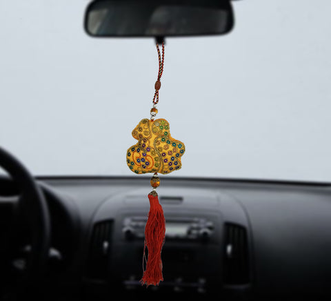 Decorative Potali/Chinese Money Bag Feng Shui Talisman Gift Pendant Amulet for Car Rear View Mirror Decor Ornament Accessories/Good Luck Charm Protection Interior Wall Hanging Showpiece
