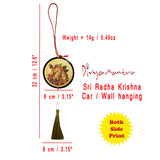 Divya Mantra Sri Radha Krishna Talisman Gift Pendant Amulet for Car Rear View Mirror Decor Ornament Accessories/Good Luck Charm Protection Interior Wall Hanging Showpiece - Combo Set of 2 - Divya Mantra