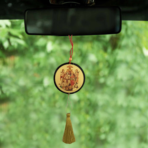 Divya Mantra Sri Ram Darbar Talisman Gift Pendant Amulet for Car Rear View Mirror Decor Ornament Accessories/Good Luck Charm Protection Interior Wall Hanging Showpiece - Divya Mantra