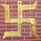 Divya Mantra Hindu Lucky Auspicious Symbol Swastika Pure Brass Wall Hanging For Vastu, Good Luck and Prosperity - Home Decor Gift Set Of 2 - Divya Mantra