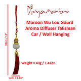 Divya Mantra Red Chinese Feng Shui Wu Lou Gourd Aroma Diffuser Talisman Gift Pendant Amulet Car Rear View Mirror Decor Ornament Accessories/ Good Luck Charm Protection Interior Wall Hanging Showpiece - Divya Mantra