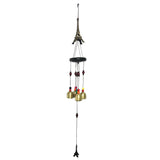 Divya Mantra Feng Shui 4 Fengling Bells Eiffel Tower Love Symbol with Multicolor Beads Metal Good Luck Bronze Windchime Gift For Home - Divya Mantra