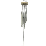 Divya Mantra Feng Shui Vastu 7 Pipe Metal Good Luck Windchime with Wooden Windcatcher Gift For Home - Silver - Divya Mantra
