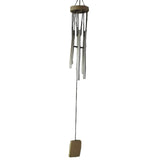 Divya Mantra Feng Shui Vastu 6 Pipe Metal Good Luck Windchime with Wooden Windcatcher Gift For Home - Silver - Divya Mantra