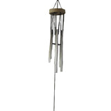 Divya Mantra Feng Shui Vastu 6 Pipe Metal Good Luck Windchime with Wooden Windcatcher Gift For Home - Silver - Divya Mantra