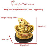 Divya Mantra Feng Shui King Money Toad Three Legged Frog on Ingot For Prosperity Financial Business Good Luck - Divya Mantra