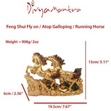 Divya Mantra Feng Shui Three 3 Running Horses for Fame Recognition, Power, Career Luck, Success and Good Luck - Divya Mantra
