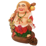 Divya Mantra Happy Man Laughing Buddha Holding Wealth Lucky Coins and Ingot Yuan Bao Statue For Attracting Money Prosperity Financial Luck Home Decor Gift - Divya Mantra