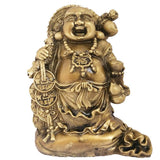 Divya Mantra Happy Man Laughing Buddha Holding Wealth Lucky Coins Statue For Attracting Money Prosperity Financial Luck Home Decor Gift - Divya Mantra