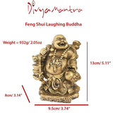 Divya Mantra Happy Man Laughing Buddha Holding Ingot Yuan Bao for Attracting Abundance Wealth Financial Prosperity Good Luck Home Decor Gift - Divya Mantra